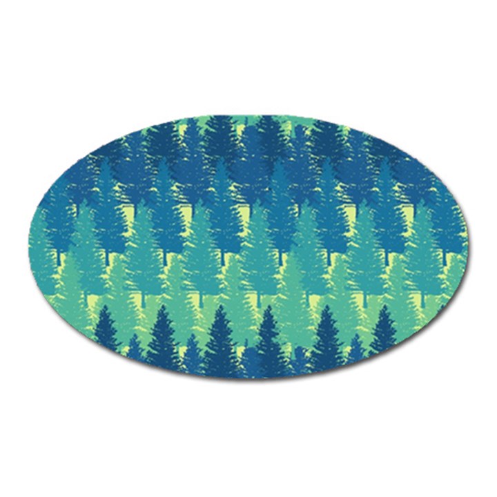 Christmas Trees Pattern Digital Paper Seamless Oval Magnet