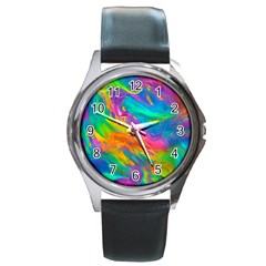 Marble Art Pattern Round Metal Watch by GardenOfOphir