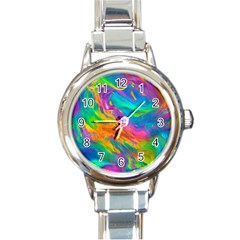 Marble Art Pattern Round Italian Charm Watch by GardenOfOphir