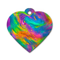 Marble Art Pattern Dog Tag Heart (two Sides) by GardenOfOphir