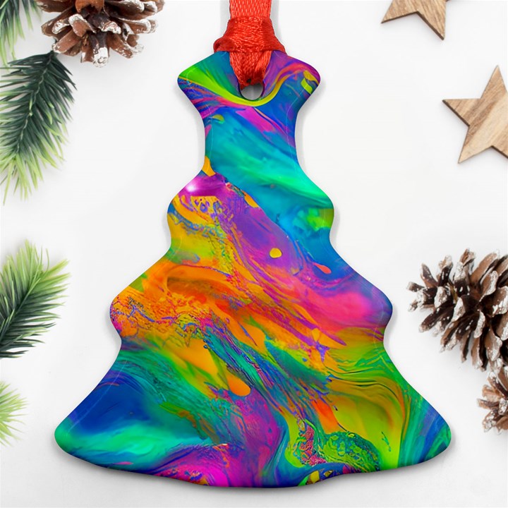 Marble Art Pattern Christmas Tree Ornament (Two Sides)