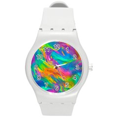 Marble Art Pattern Round Plastic Sport Watch (m) by GardenOfOphir