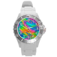 Marble Art Pattern Round Plastic Sport Watch (l) by GardenOfOphir