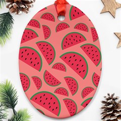 Watermelon Red Food Fruit Healthy Summer Fresh Ornament (oval)