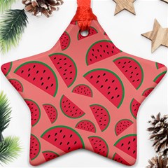 Watermelon Red Food Fruit Healthy Summer Fresh Ornament (star)