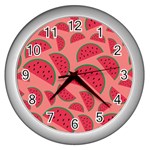 Watermelon Red Food Fruit Healthy Summer Fresh Wall Clock (Silver) Front