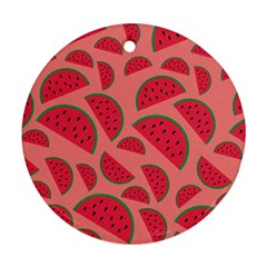 Watermelon Red Food Fruit Healthy Summer Fresh Round Ornament (two Sides) by Wegoenart