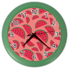 Watermelon Red Food Fruit Healthy Summer Fresh Color Wall Clock by Wegoenart