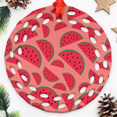 Watermelon Red Food Fruit Healthy Summer Fresh Round Filigree Ornament (two Sides)