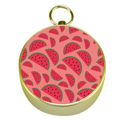 Watermelon Red Food Fruit Healthy Summer Fresh Gold Compasses by Wegoenart