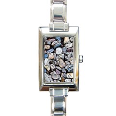 Stone Texture Nature Background Rocks Pebbles Rectangle Italian Charm Watch by Wegoenart