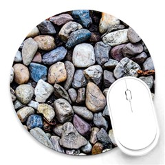 Stone Texture Nature Background Rocks Pebbles Round Mousepad by Wegoenart