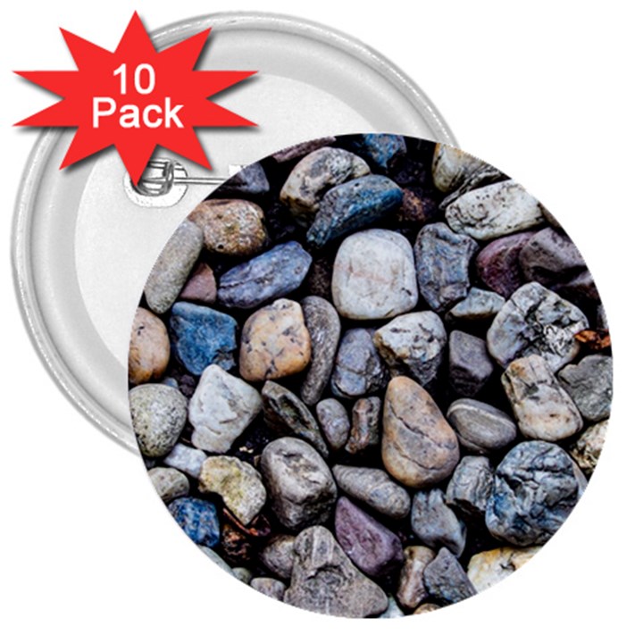 Stone Texture Nature Background Rocks Pebbles 3  Buttons (10 pack) 