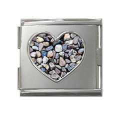 Stone Texture Nature Background Rocks Pebbles Mega Link Heart Italian Charm (18mm) by Wegoenart