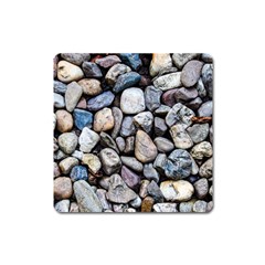 Stone Texture Nature Background Rocks Pebbles Square Magnet by Wegoenart