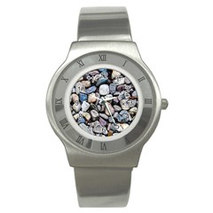 Stone Texture Nature Background Rocks Pebbles Stainless Steel Watch by Wegoenart