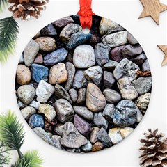 Stone Texture Nature Background Rocks Pebbles Round Ornament (two Sides) by Wegoenart