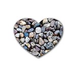 Stone Texture Nature Background Rocks Pebbles Rubber Heart Coaster (4 pack) Front