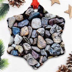 Stone Texture Nature Background Rocks Pebbles Snowflake Ornament (two Sides)