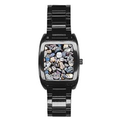 Stone Texture Nature Background Rocks Pebbles Stainless Steel Barrel Watch by Wegoenart