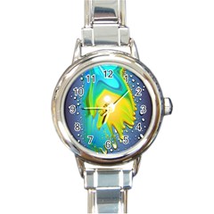 Liquid Background Round Italian Charm Watch by GardenOfOphir