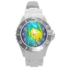 Liquid Background Round Plastic Sport Watch (L)