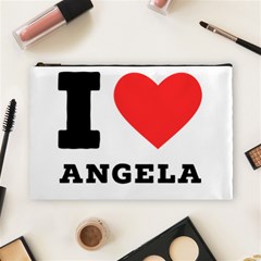 I Love Angela  Cosmetic Bag (large) by ilovewhateva