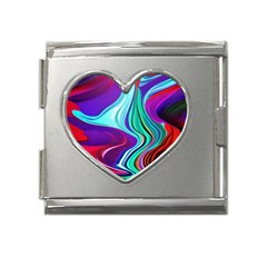 Fluid Background Mega Link Heart Italian Charm (18mm) by GardenOfOphir