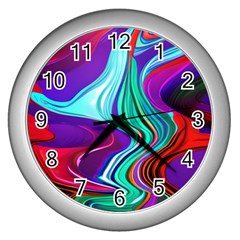 Fluid Background Wall Clock (silver) by GardenOfOphir