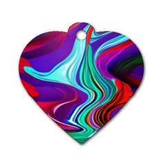 Fluid Background Dog Tag Heart (two Sides) by GardenOfOphir