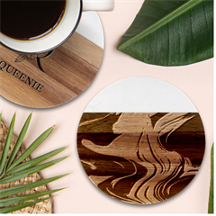 Fluid Background Marble Wood Coaster (round)