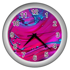 Fluid Art Pattern Wall Clock (silver) by GardenOfOphir