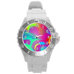 Fluid Background Round Plastic Sport Watch (l) by GardenOfOphir