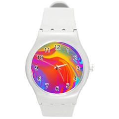 Liquid Art Pattern Round Plastic Sport Watch (m) by GardenOfOphir