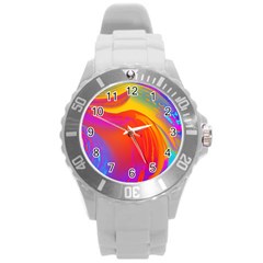 Liquid Art Pattern Round Plastic Sport Watch (l) by GardenOfOphir