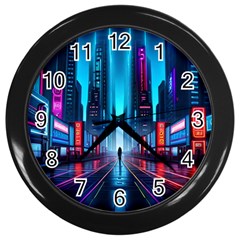 City People Cyberpunk Wall Clock (black)