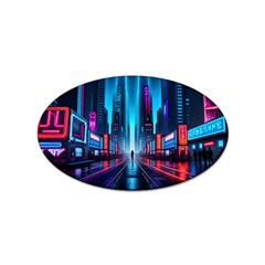 City People Cyberpunk Sticker (oval) by Jancukart