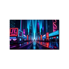 City People Cyberpunk Sticker (rectangular) by Jancukart