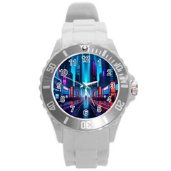 City People Cyberpunk Round Plastic Sport Watch (l) by Jancukart