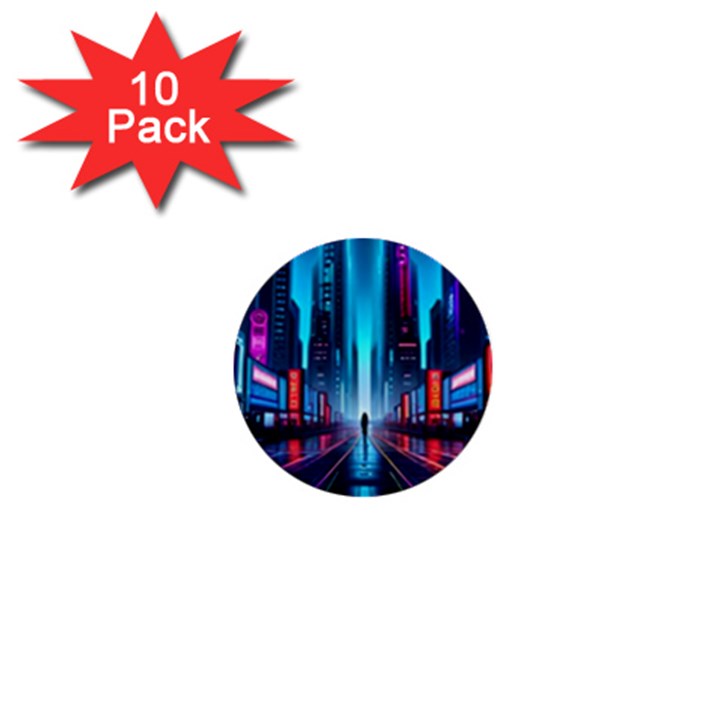 City People Cyberpunk 1  Mini Buttons (10 pack) 