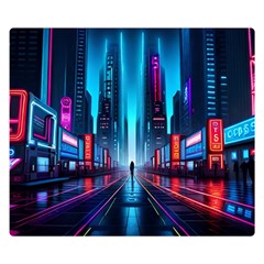 City People Cyberpunk One Side Premium Plush Fleece Blanket (small)