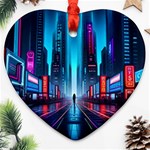 City People Cyberpunk Heart Ornament (Two Sides) Front