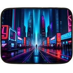 City People Cyberpunk One Side Fleece Blanket (mini) by Jancukart