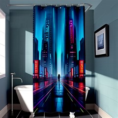 City People Cyberpunk Shower Curtain 36  X 72  (stall) 