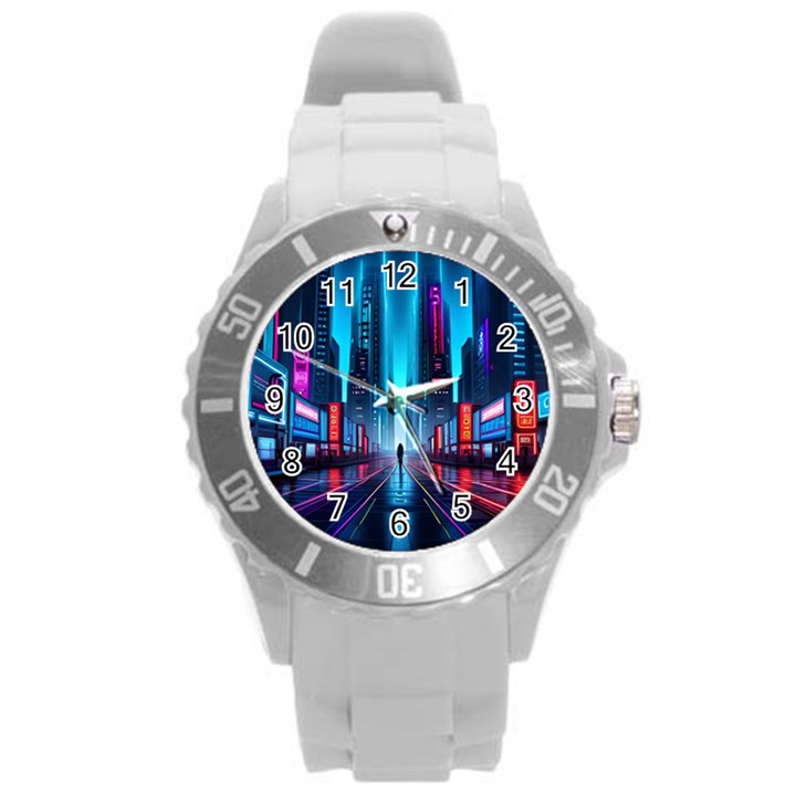 City People Cyberpunk Round Plastic Sport Watch (L)