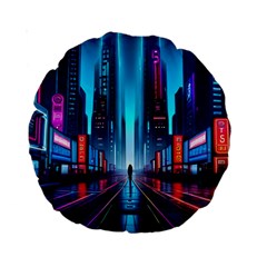 City People Cyberpunk Standard 15  Premium Round Cushions