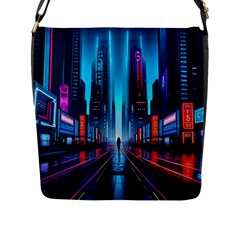 City People Cyberpunk Flap Closure Messenger Bag (l)