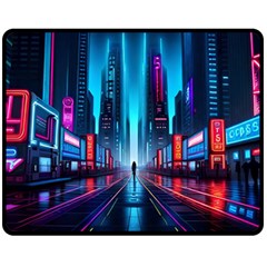 City People Cyberpunk Fleece Blanket (medium) by Jancukart