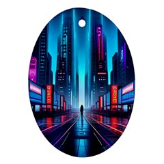 City People Cyberpunk Ornament (oval) by Jancukart