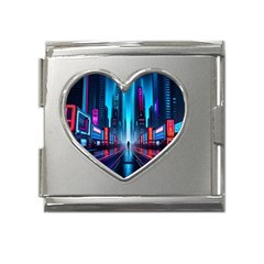 City People Cyberpunk Mega Link Heart Italian Charm (18mm) by Jancukart